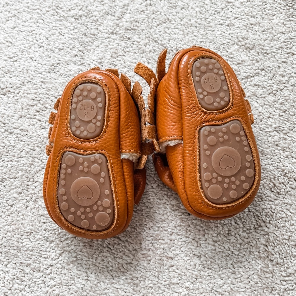 6-12M Brown Faux Leather Mary Jane Moccasins - Picture 3 of 4
